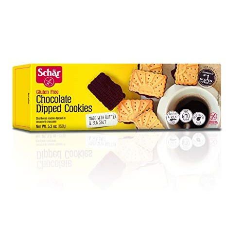 Schar Chocolate-Dipped Cookies, 5.3-Ounce Boxes Pack Of 4