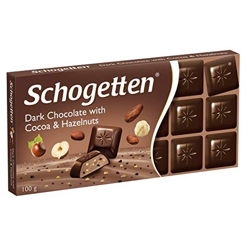Schogetten German Dark Chocolate with Cocoa & Hazelnuts,