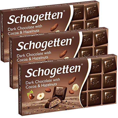 Schogetten German Dark Chocolate With Cocoa &Amp; Hazelnuts, 3.5Oz