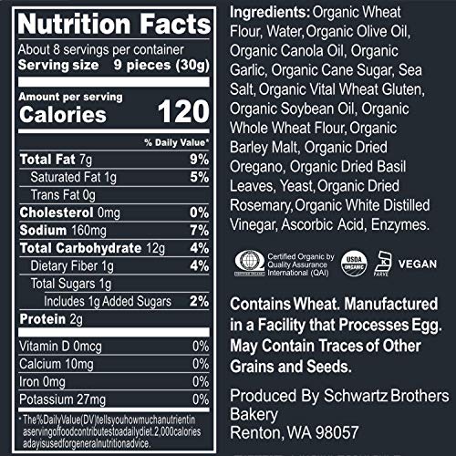 Schwartz Brothers Bakery, Bagel Chips, Garlic &Amp; Herb, Organic, K