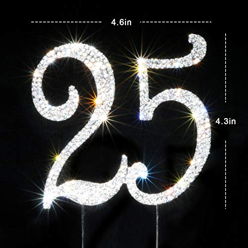 25 Cake Topper | Premium Bling Rhinestone Diamond Gems | Birthda
