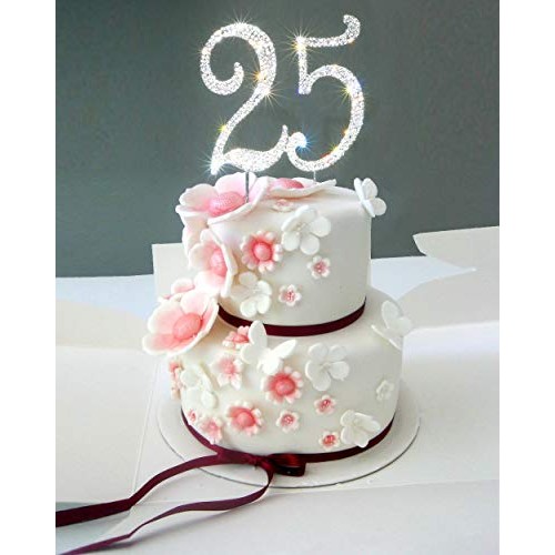 25 Cake Topper | Premium Bling Rhinestone Diamond Gems | Birthda