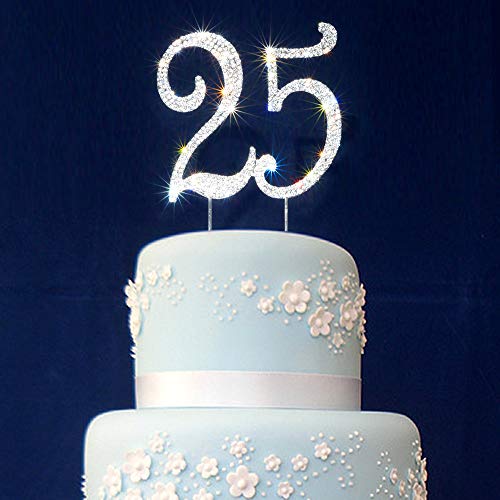 25 Cake Topper | Premium Bling Rhinestone Diamond Gems | Birthda