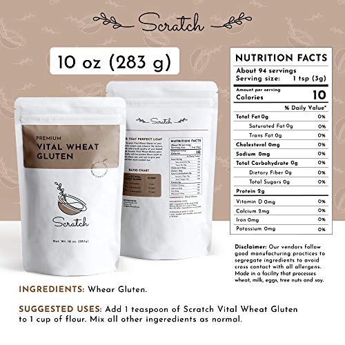 Scratch Premium Vital Wheat Gluten - 10 Oz Seitan Flour, High