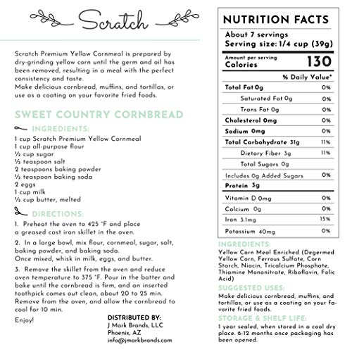Scratch Premium Yellow Cornmeal - 10 Oz Dry-Ground Cornmeal Fo