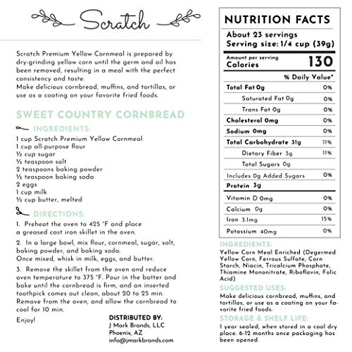 Scratch Premium Yellow Cornmeal - 2 Lb Dry-Ground Cornmeal For