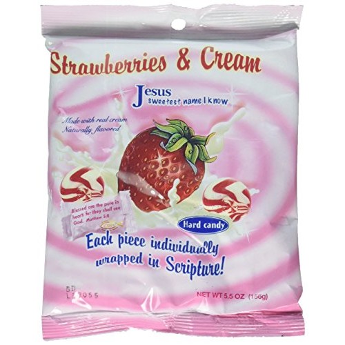 Scripture Candy Bag, Strawberries And Cream, 6 Count
