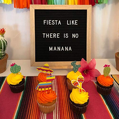 42 Pcs Mexican Fiesta Cupcake Toppers Decoration, Cactus Donkey