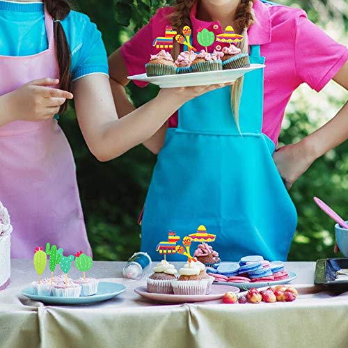 42 Pcs Mexican Fiesta Cupcake Toppers Decoration, Cactus Donkey
