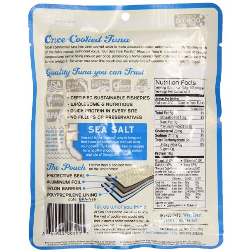 Sea Fare Pacific Wild Caught Albacore Tuna, Salt Pouch, 6 Ounce