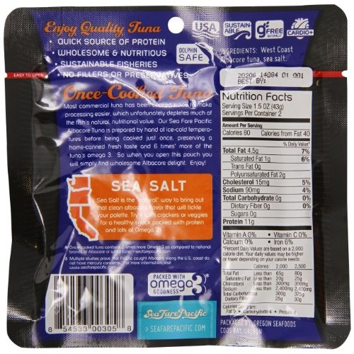 Sea Fare Pacific Wild Caught Albacore Tuna,Salt Sport Pouch, 3 O