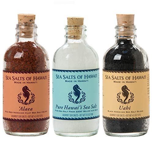 Sea Salts Of Hawaii Variety 3 Pack, Alaea Red Clay Salt, Kona Pu