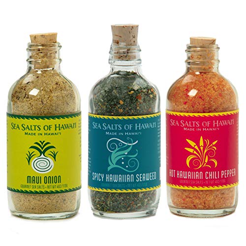 Sea Salts Of Hawaii Variety 3 Pack, Maui Onion Salt, Hawaiian Ch