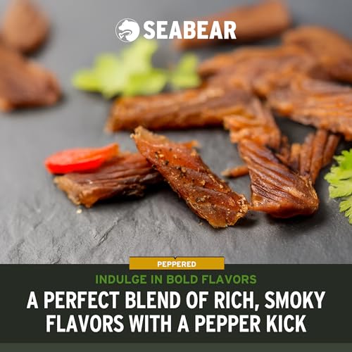 SeaBear Peppered Wild King Salmon Jerky 2-Pack Smoked Salmon Jer...