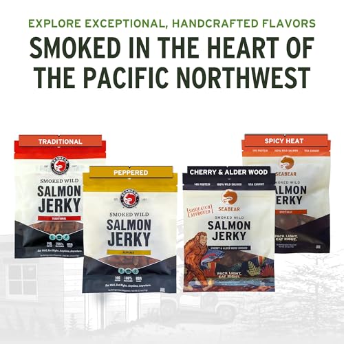 SeaBear Peppered Wild King Salmon Jerky 2-Pack Smoked Salmon Jer...