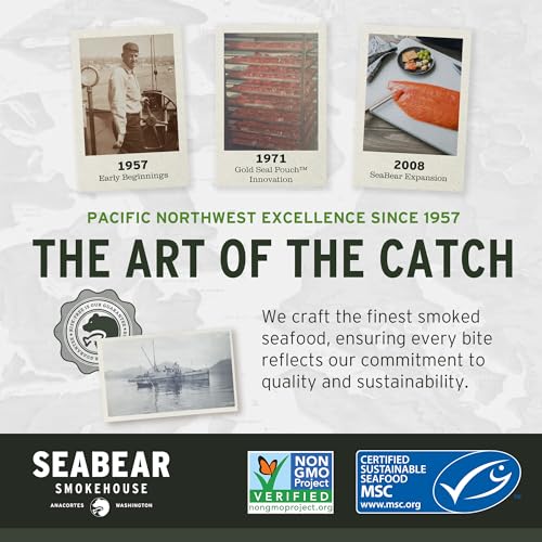 SeaBear Peppered Wild King Salmon Jerky 2-Pack Smoked Salmon Jer...