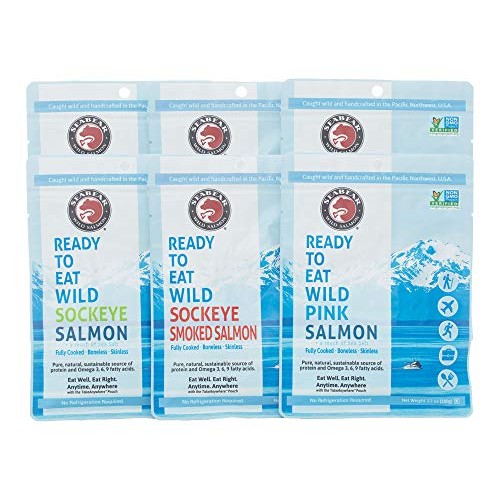 Seabear - Ready-To-Eat Salmon Pouches Variety, 6 Pack