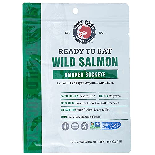 Seabear Ready-To-Eat Smoked Sockeye Salmon, 3.5 Ounce Pouch
