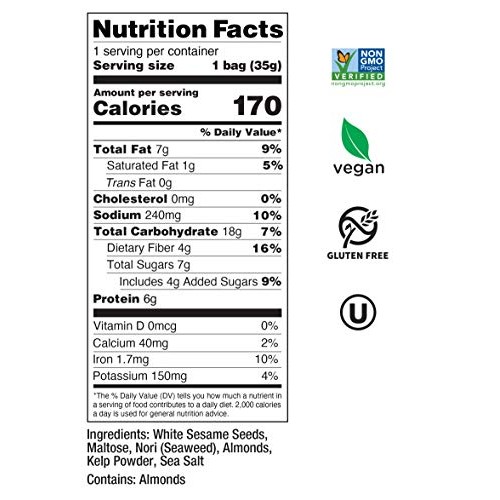 Almond Sesame Sea Salt Seaweed Crisps - Seapoint Farms 1.2 Oz P