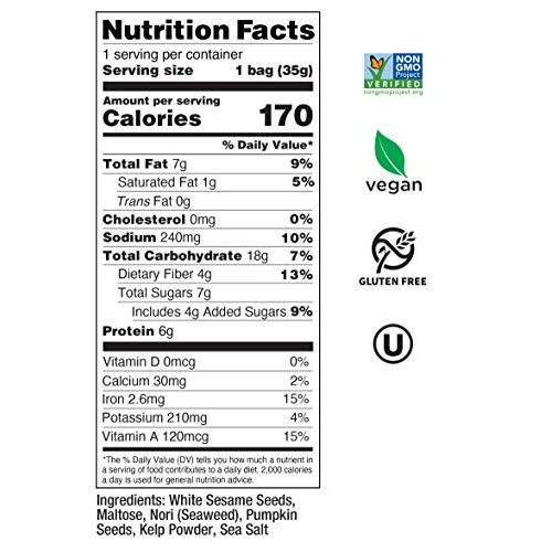 Pumpkin Sesame Sea Salt Seaweed Crisps - Seapoint Farms 1.2 Oz