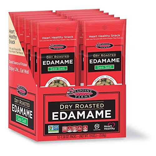 Seapoint Farms Sea Salt Dry Roasted Edamame, Healthy Snacks, 1.5