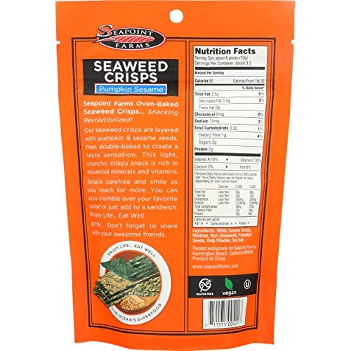 Seapoint Farms, Seaweed Crisps Pumpkin Sesame, 1.2 Ounce