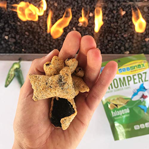 Seasnax Chomperz Crunchy Seaweed Chips Jalapeno, 1 Oz Pack Of 8