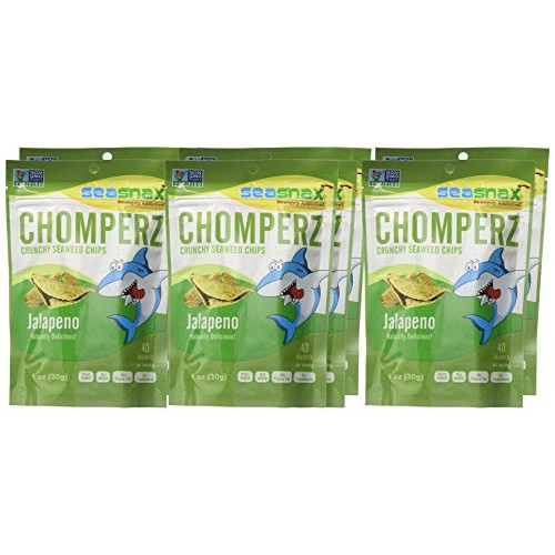 Seasnax Chomperz Crunchy Seaweed Chips Jalapeno, 1 Oz Pack Of 8