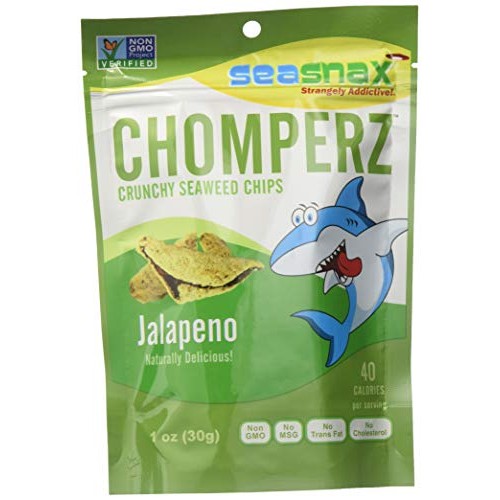Seasnax Chomperz Crunchy Seaweed Chips Jalapeno, 1 Oz Pack Of 8