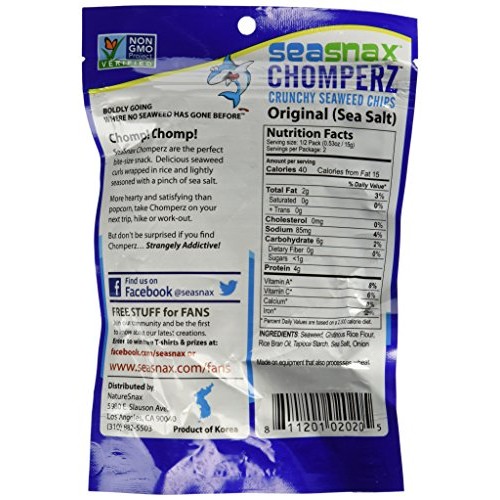 Seasnax Chomperz Crunchy Seaweed Chips, Original, 1 Oz