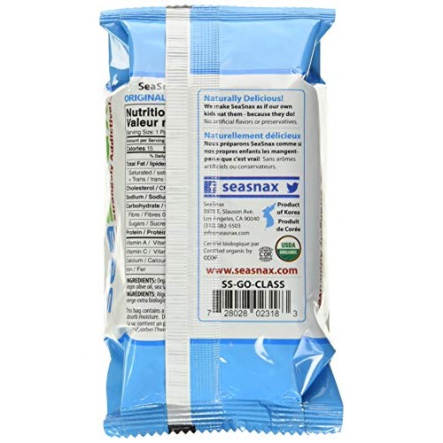 Seasnax Organic Olive Oil Seaweed Snack, 0.18 Oz Pack Of 6