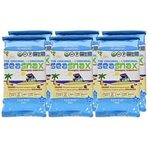 Seasnax Organic Olive Oil Seaweed Snack, 0.18 Oz Pack Of 6