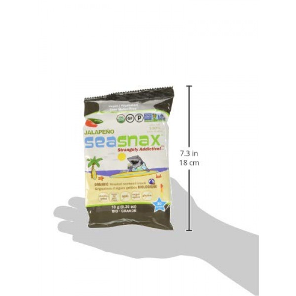 Seasnax Organic Roasted Seaweed Snack Jalapeno, 0.36 Oz Pack Of