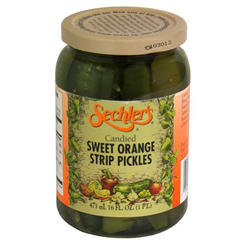 Sechlers Candied Sweet Orange Strip Pickles, 16 Ounce Pack Of 6