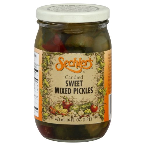 Sechlers Candied Sweet Mixed Pickles, 16 Ounce Pack Of 6