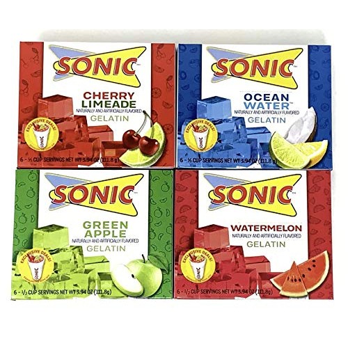 Sonic Gelatin Mix Variety Pack Of 4 Flavors 1 Of Each Flavor, T