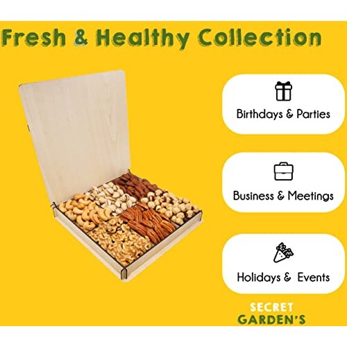 Gift Wooden Basket Nut Dried Fruit Healthy Gourmet Snack Food Bo