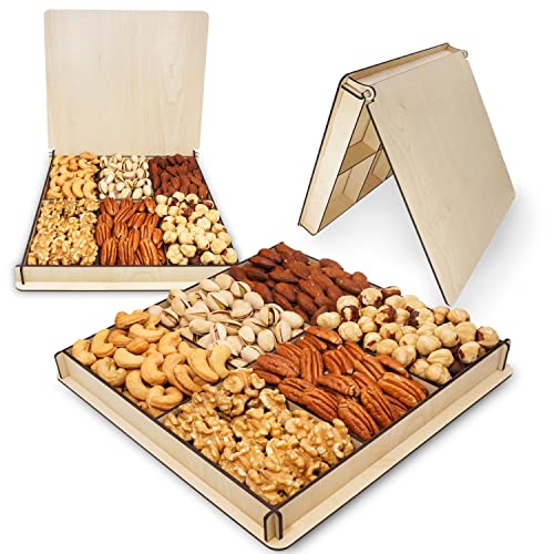 Gift Wooden Basket Nut Dried Fruit Healthy Gourmet Snack Food Bo