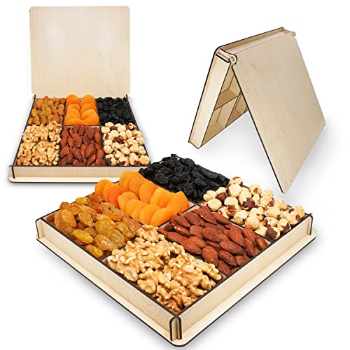 Gift Wooden Basket Nut Dried Fruit Healthy Gourmet Snack Food Bo