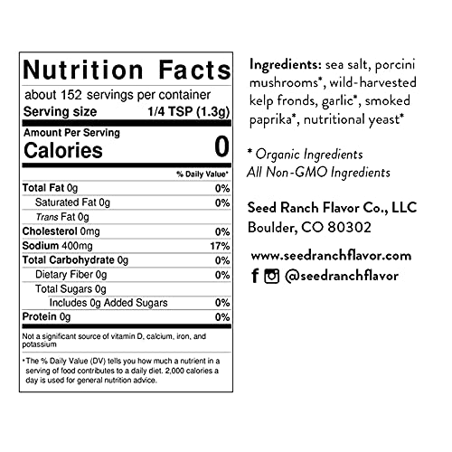 Seed Ranch - Umami Seasoning Salt - Porcini Mushrooms, Nutrition...