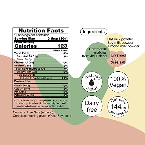 SEEIN Matcha Vegan Latte Mix Strong Flavor with Ceremonial Match...
