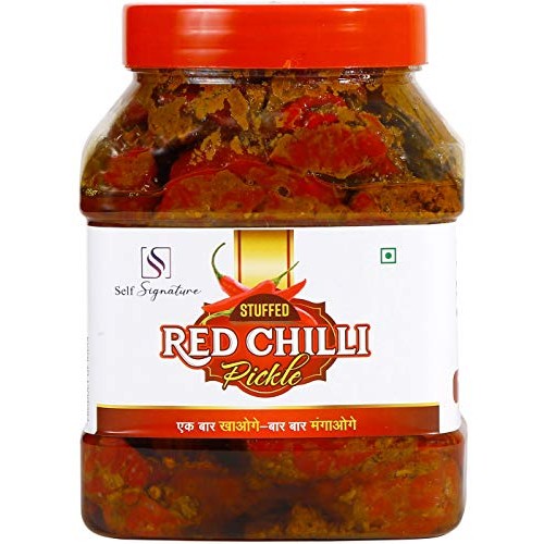 Self Signature Homemade Stuffed Banarasi Red Chilli Pickle, Lal