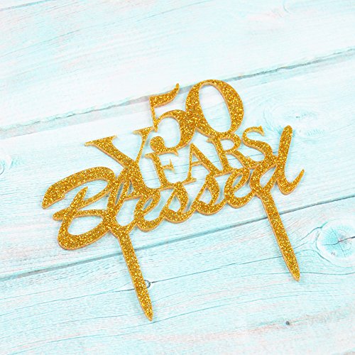50 Years Blessed Cake Topper, Acrylic Cake Decor For 50Th Birthd