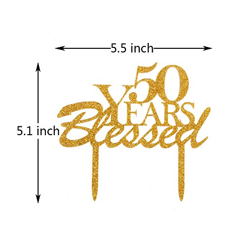 50 Years Blessed Cake Topper, Acrylic Cake Decor For 50Th Birthd