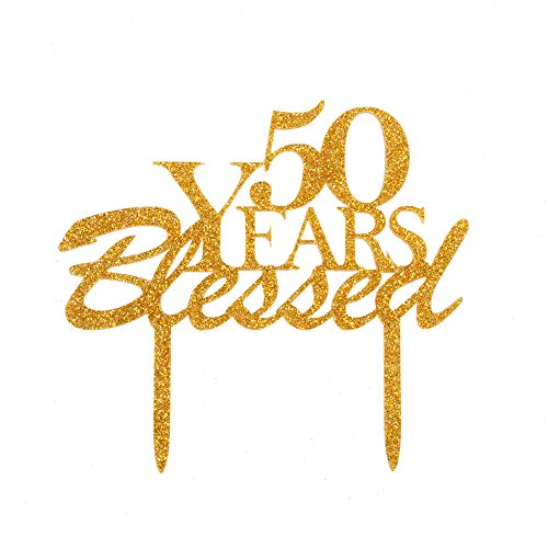 50 Years Blessed Cake Topper, Acrylic Cake Decor For 50Th Birthd