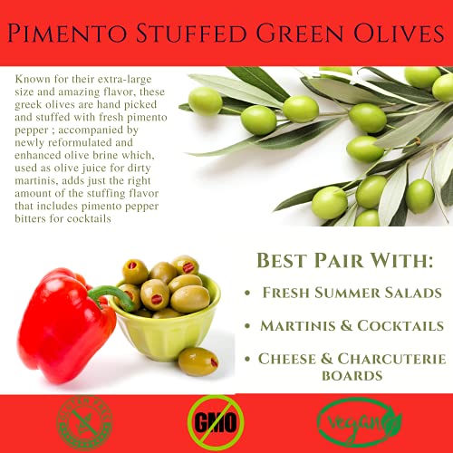 Senoliva Stuffed Cocktail Olives | Extra Large Martini Olives |