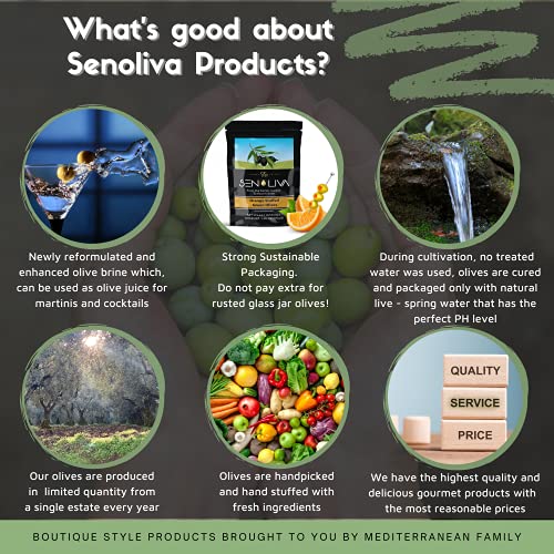 Senoliva Stuffed Cocktail Olives | Extra Large Martini Olives |