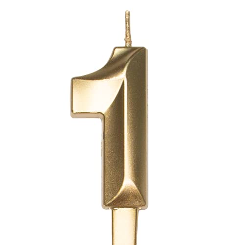 Diamond Metallic Gold Number 1 Birthday Cake Candle | Food Saf