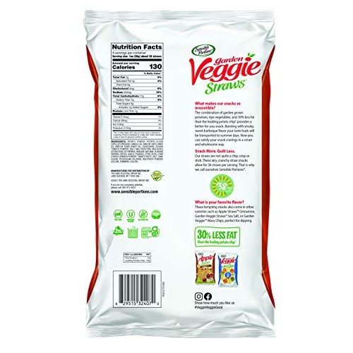 Sensible Portions Garden Veggie Straws, BBQ, 6 Oz