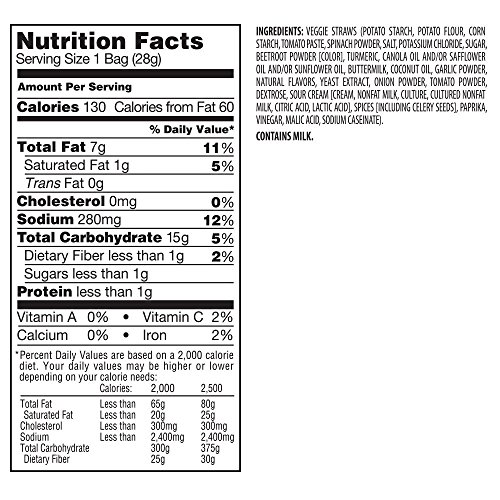 Sensible Portions Garden Veggie Straws, Ranch, 1 Oz. Pack Of 24